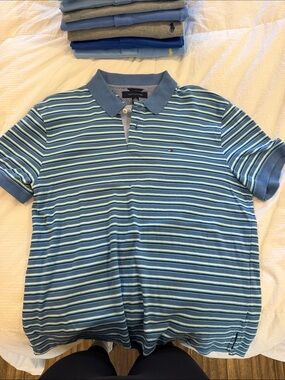 Tommy Hilfiger Light Blue & Navy Striped Polo